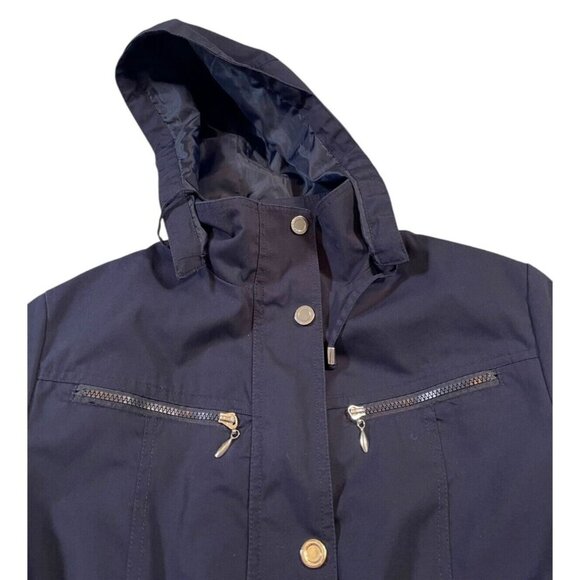 Mackintosh New England Navy Mid-Length Trench Coat SIZE-PETITE SMALL - Picture 7 of 8